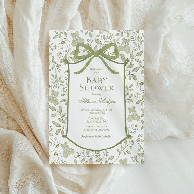 Invitation Baby shower Ours Teddy | Élégant (Créateur téléchargé)