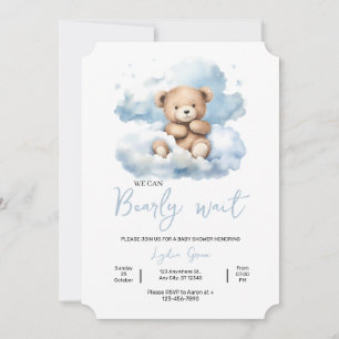Invitation Baby shower Ours Teddy, Peut Attendre R