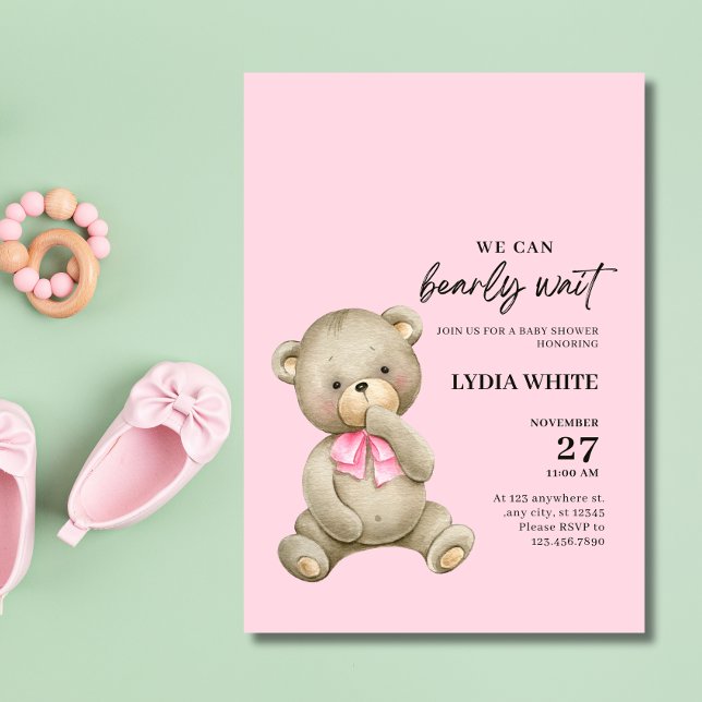 Invitation Baby shower Ours Teddy, Peut Attendre R (Créateur téléchargé)