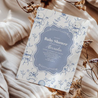 Baby shower Ours Toile De Jouy Bow