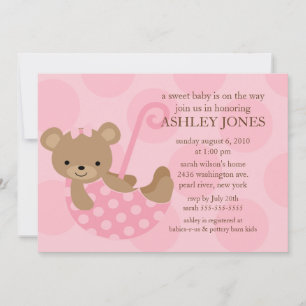 Invitation Baby shower Ours Umbrella