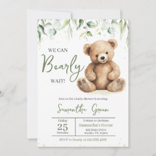 Invitation Baby shower Ours verdoyant