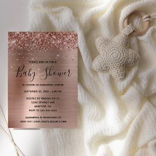 Invitation Baby Shower Pailleté Rose Gold