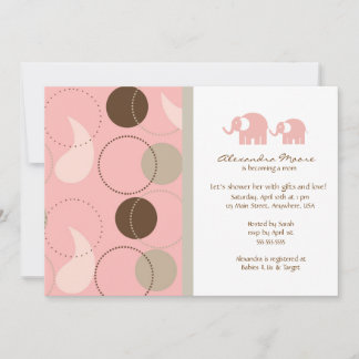 Invitation Baby shower Paisley & Elephants