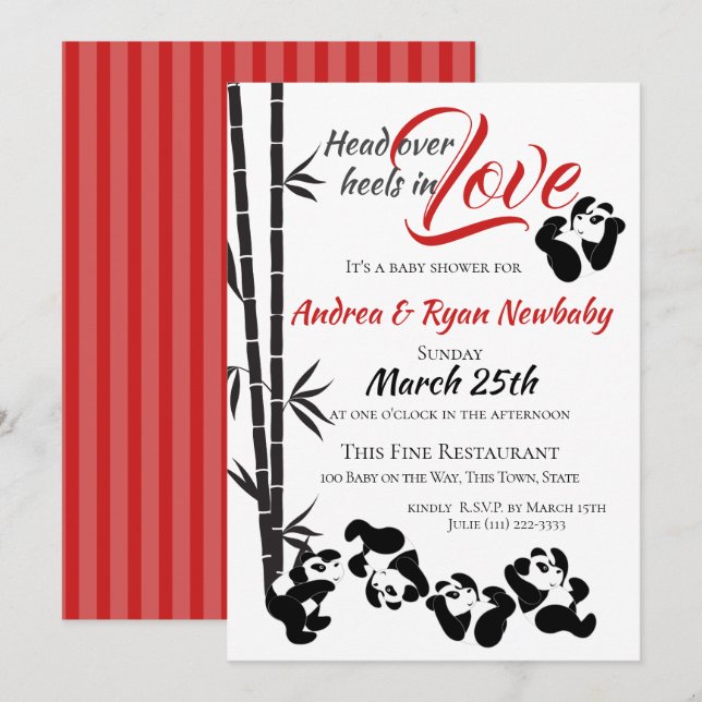 Invitation Baby shower Panda (Devant / Derrière)