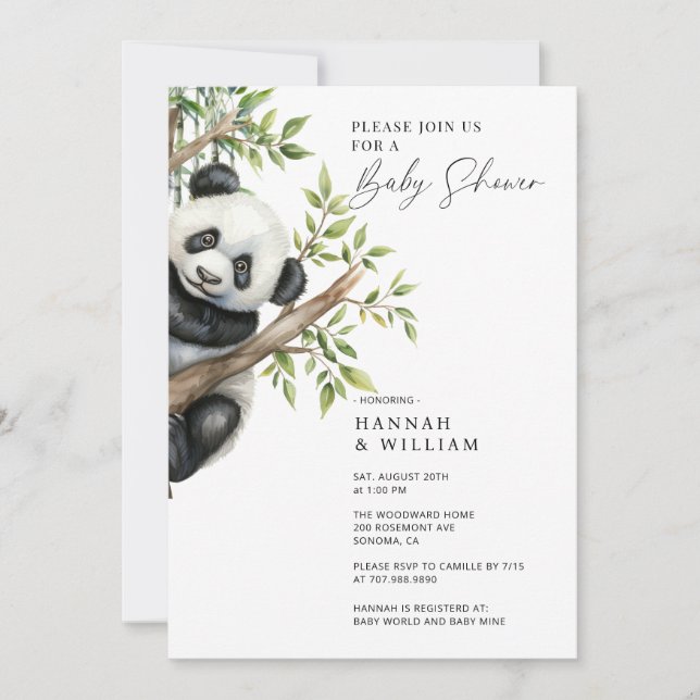 Invitation Baby shower Panda (Devant)