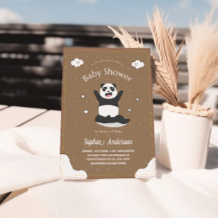 Invitation Baby shower Panda brun mignon - Baby shower modifi
