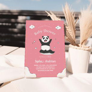 Invitation Baby shower Panda Rose Cute - Baby shower modifiab