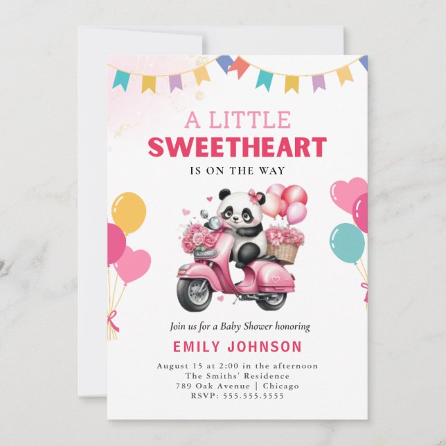 Invitation Baby shower Panda Sweetheart (Devant)