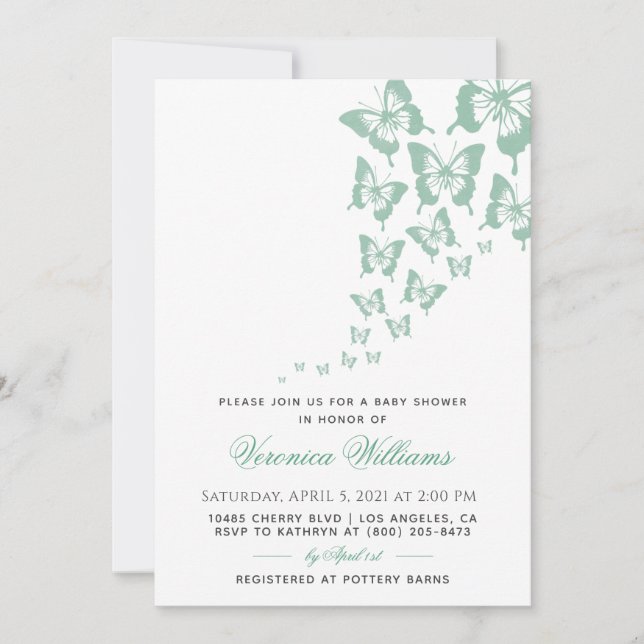 Invitation Baby shower papillon (Devant)