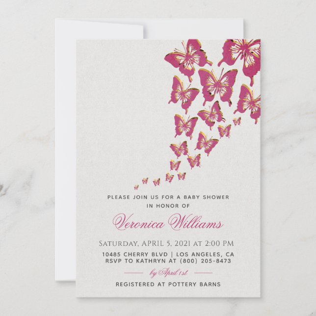 Invitation Baby shower papillon (Devant)