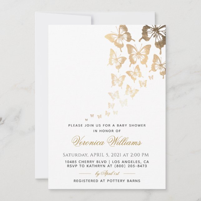 Invitation Baby shower papillon (Devant)