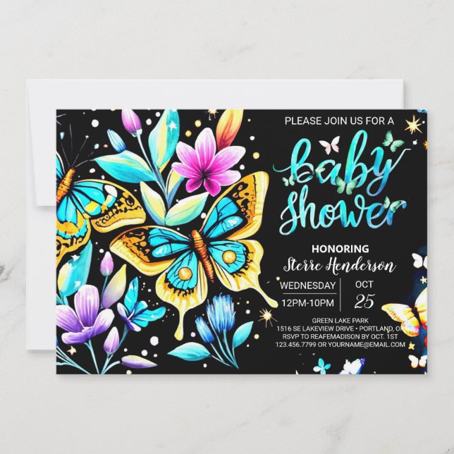 Invitation Baby shower papillon (Devant)