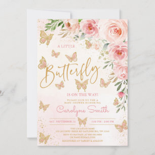 Invitation Baby shower papillon fille d'invitation