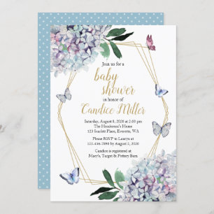 Invitation baby shower papillon hydrangea jardin fleuri