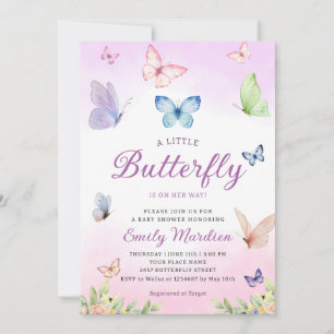 Invitation Baby shower papillon Invitation, Baby shower fille
