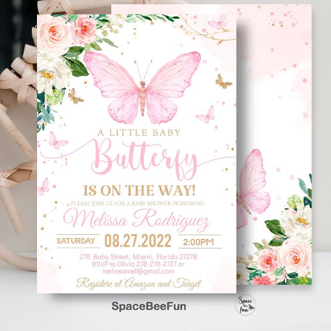 Invitation Baby shower papillon Invitation fille (Butterfly invites,Baby Shower,Invitation,A Little Butterfly,Is On The Way,Butterfly Theme,Shower bab)
