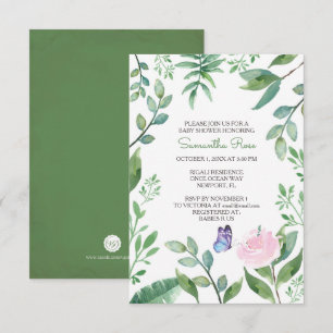 Invitation Baby shower papillon Invitation, rose