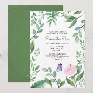 Invitation Baby shower papillon Invitation, rose et bleu