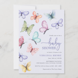 Invitation Baby shower papillon lavande
