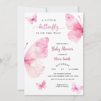 Invitation Baby Shower Papillon Mignon