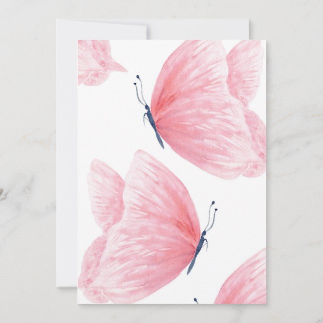 Invitation Baby shower papillon rose (Dos)