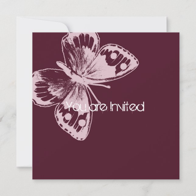 Invitation Baby shower papillon rose (Devant)