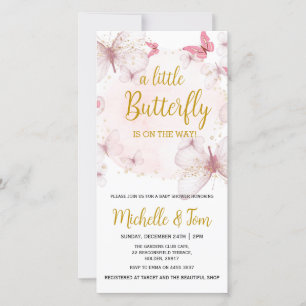 Invitation Baby shower papillon rose