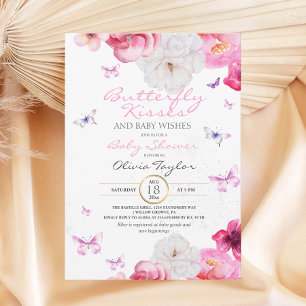 Invitation Baby shower papillon rose pâle