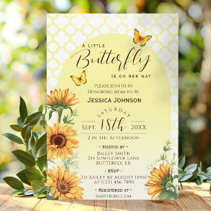 Invitation Baby Shower Papillon Tournesol