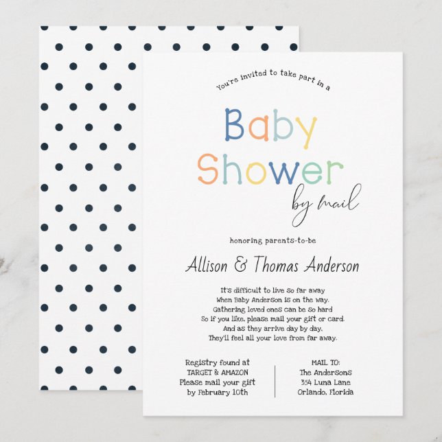Invitation Baby shower par courrier (Devant / Derrière)