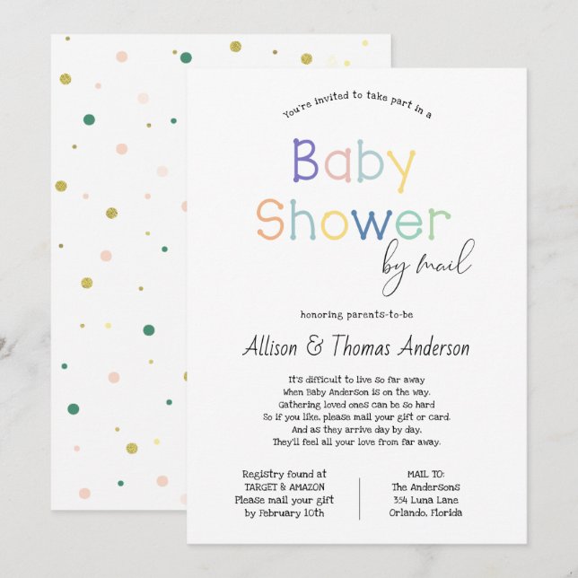 Invitation Baby shower par courrier (Devant / Derrière)