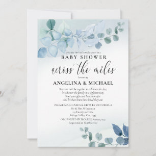 Invitation Baby Shower par courrier Dusty Eucalyptus Botaniqu