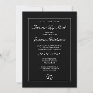 Invitation Baby shower par courrier moderne minimaliste noir 