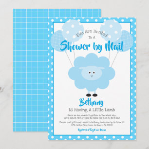 Invitation Baby shower par mail, Agneau bleu mignon Simple mo