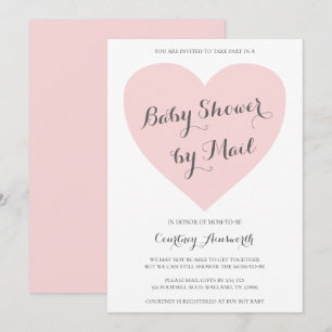 Invitation Baby shower Par Mail Cute Rose Heart Girl
