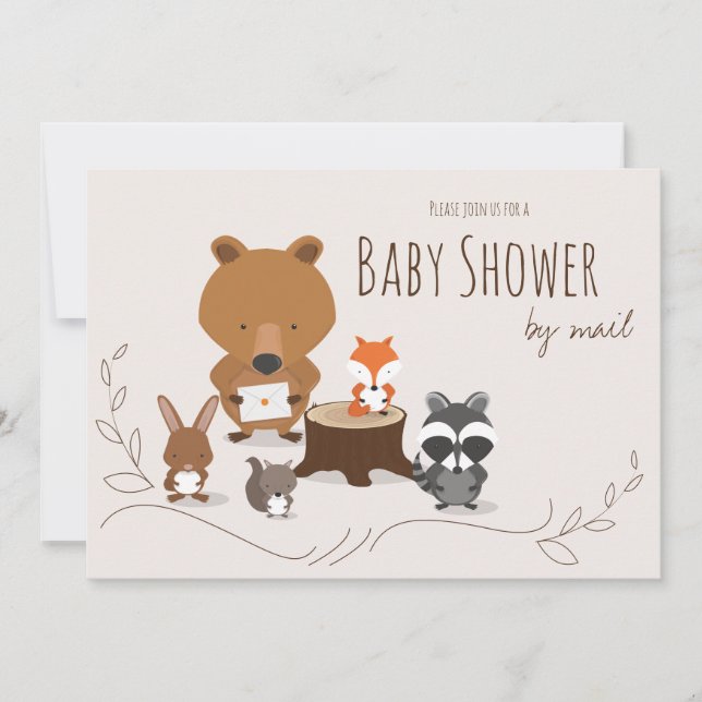 Invitation Baby shower par Mail Cute Woodland Animaux (Devant)