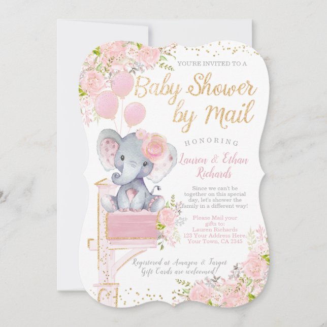 Invitation Baby shower par Mail Elephant (Devant)