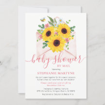 Baby shower Par Mail Enveloppe Florale Tournesol