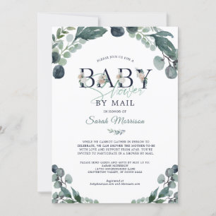 Invitation Baby shower par Mail Eucalyptus Greenery Navy Blue