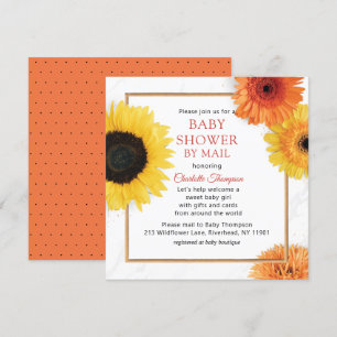 Invitation Baby shower Par Mail Fleur De Tournesol Jaune Flor