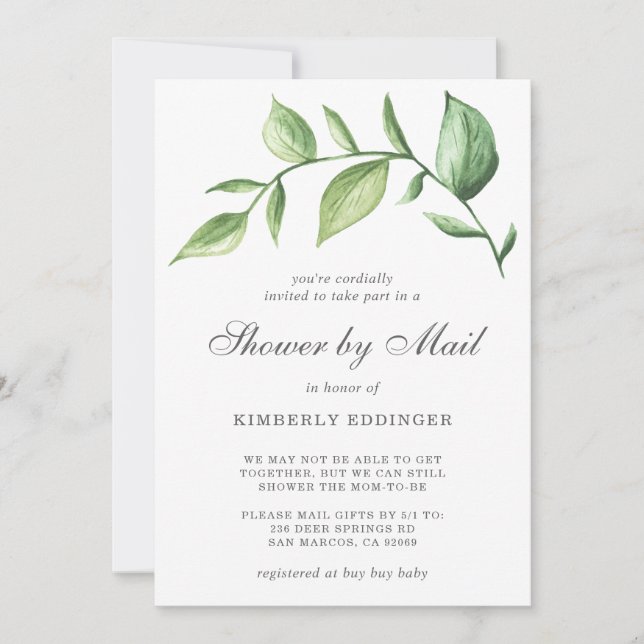 Invitation Baby shower Par Mail Genre Neutre Rustique Verdure (Devant)