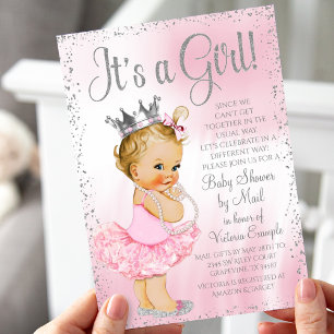 Invitation Baby shower par Mail Pink Princess Baby shower