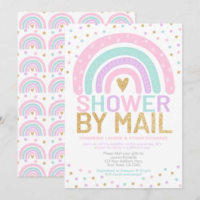 Invitation Baby shower par Mail Rainbow (Devant / Derrière)