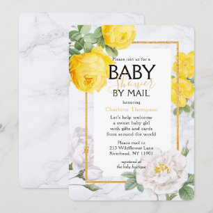 Invitation Baby shower Par Mail Rose Jaune Floral