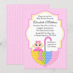 Invitation Baby shower parapluie fille