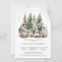 Baby shower Parents Raccoon Aquarelle Cute