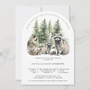 Invitation Baby shower Parents Raccoon Aquarelle Cute