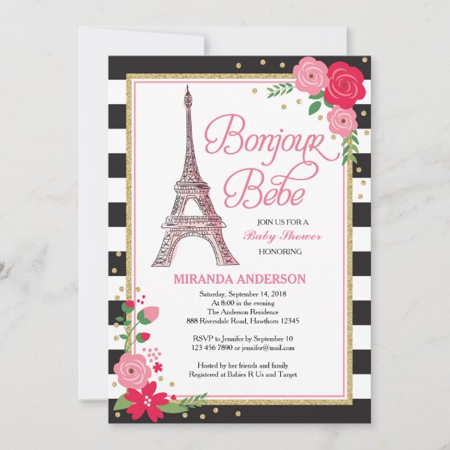 Invitation Baby shower Paris / Invitation Paris (Devant)
