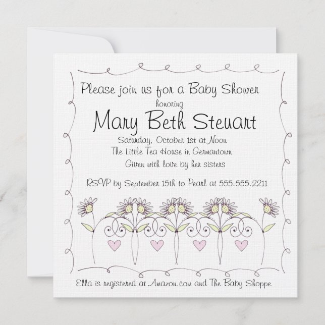 Invitation Baby shower Paris Pastel (Devant)